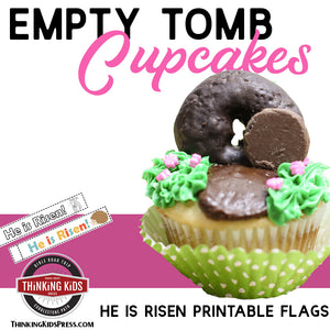 Easter Cupcakes for Kids with He is Risen Printable Flags
